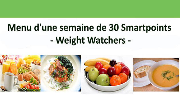 Menu d'une semaine de 30 Smartpoints - Weight Watchers