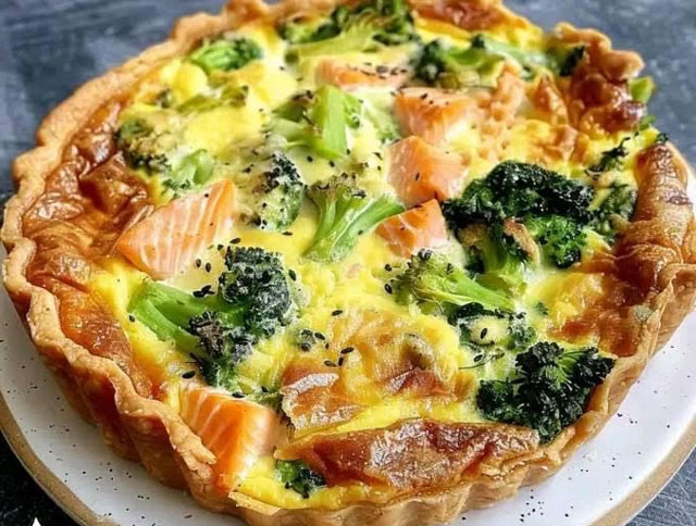 quiche Sans Pâte au Saumon brocoli et Kiri ww