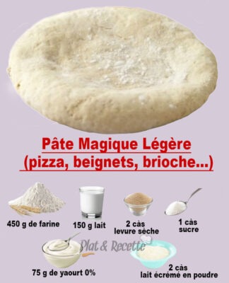 Pâte Magique Légère, une pâte légère facile à faire idéale pour des pizzas, beignets, brioches et bien plus, avec une texture moelleuse et aérée.