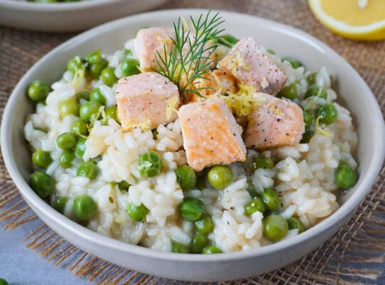Risotto aux Petits Pois et Saumon