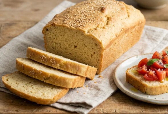 Pain aux pois chiches (sans farine), un savoureux pain moelleux, sain et facile à préparer.