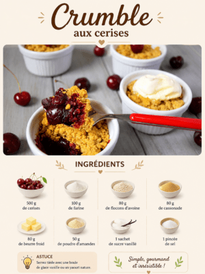 Crumble aux cerises facile et rapide