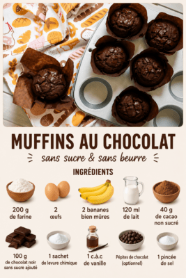 Muffins au Chocolat Sans Sucre et Sans Beurre