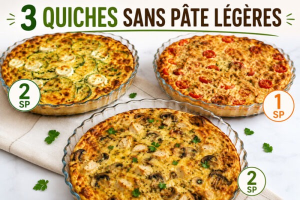3 quiches sans pâte légères