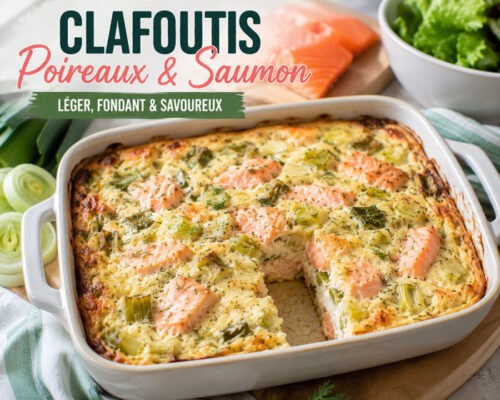Clafoutis léger aux poireaux et au saumon
