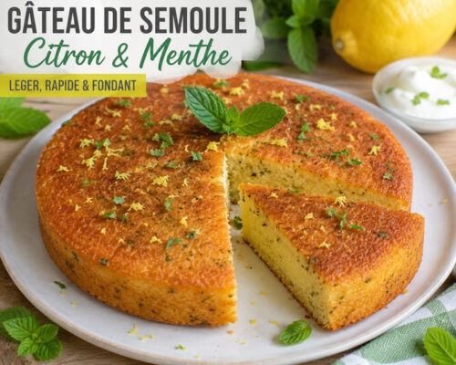 Gâteau de Semoule Léger au Citron et à la Menthe Gâteau de Semoule Léger au Citron et à la Menthe