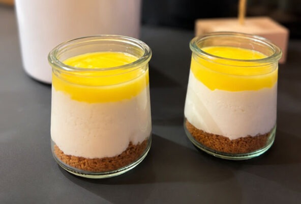 Verrines légères fromage blanc mangue et citron vert